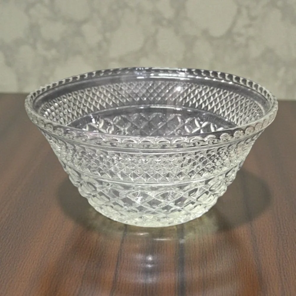 Anchor Hocking Wexford Serving Bowl, Vintage Clear Glassware, Table‎ Centerpiece